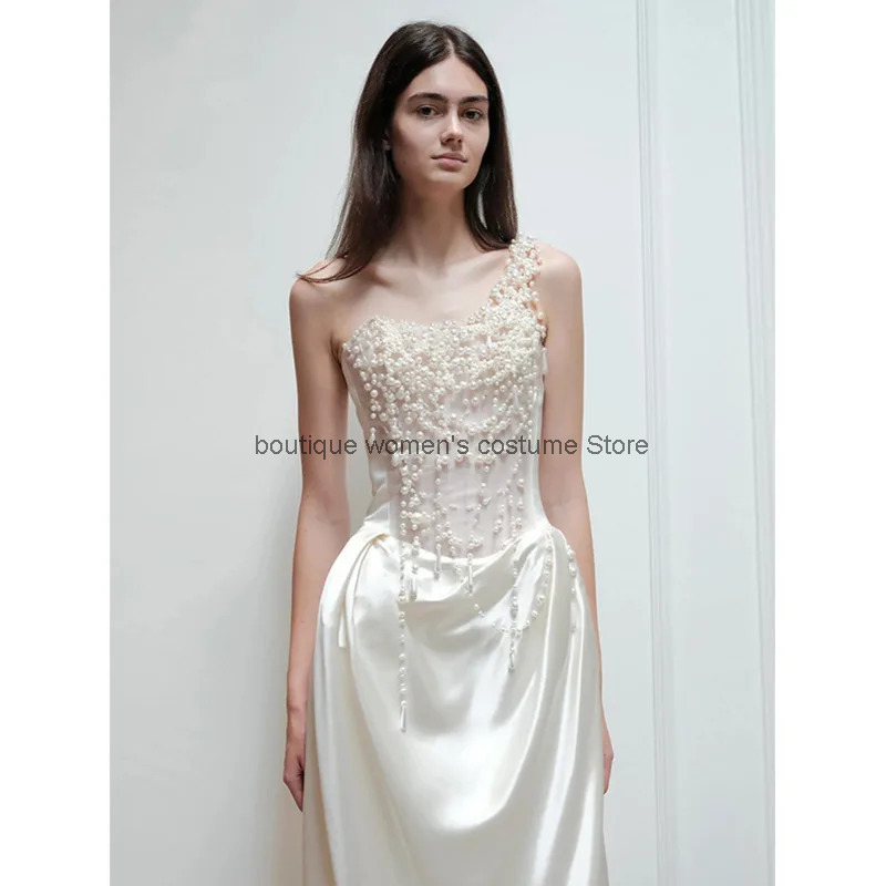 Slip Dress Satin - فستان سهرة فرنسي بدون حمالات من